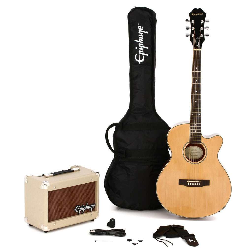 Epiphone PR4E Player Pack Cutaway Acoustic Electric in Natural w/Amp w/Bag - PR4ENACHPP