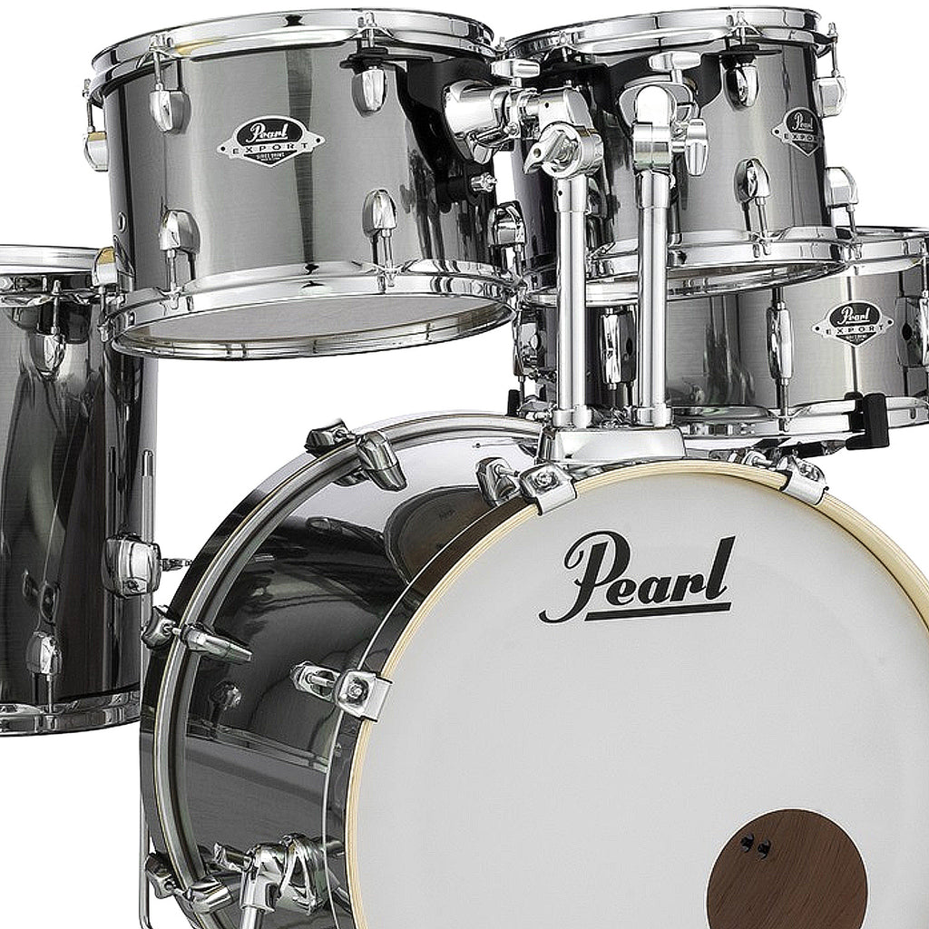 Pearl Export EXX 5 Piece Drumkit & Hardware in Smokey Chrome w/Zildjian Cymbal Pack & Throne