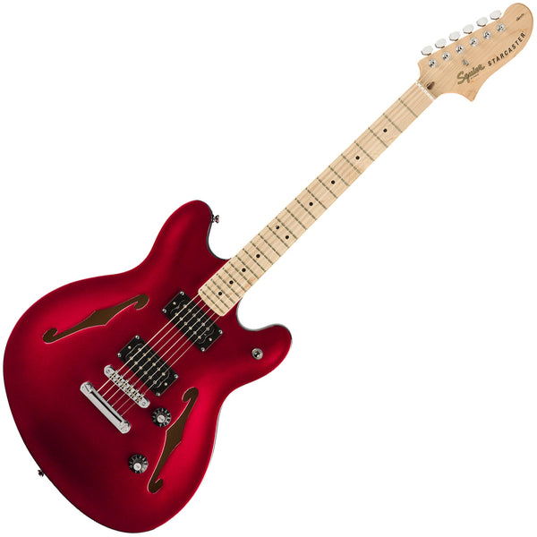 Squier Affinity Starcaster Semi Hollow Body Electric Guitar Maple in Candy Apple Red - 0370590509