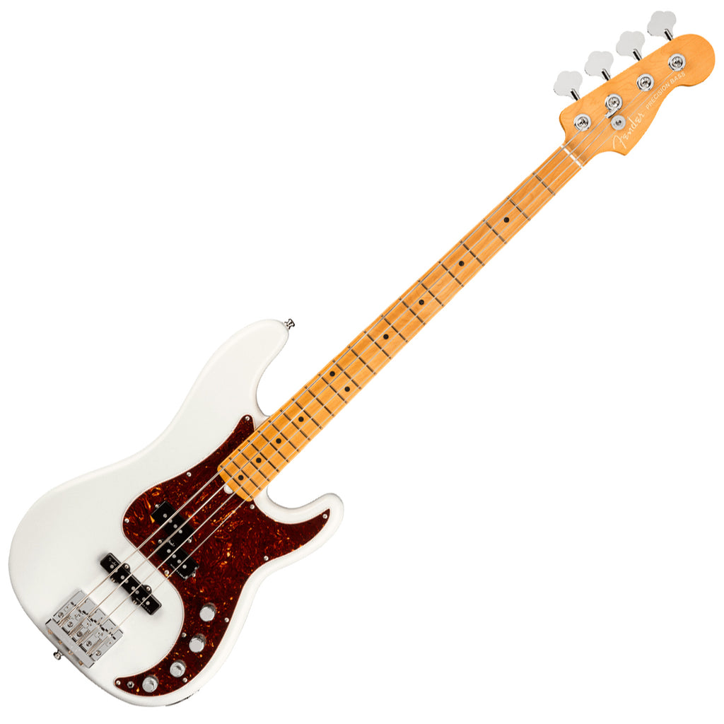 Fender American Ultra Precision Bass Guitar Maple in Arctic Pearl w/Case - 0199012781
