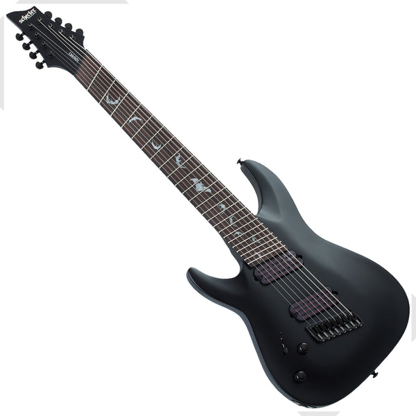 Schecter Damien-8 Left Hand 8 String Multiscale Electric Guitar in Satin Black - 2479SHC