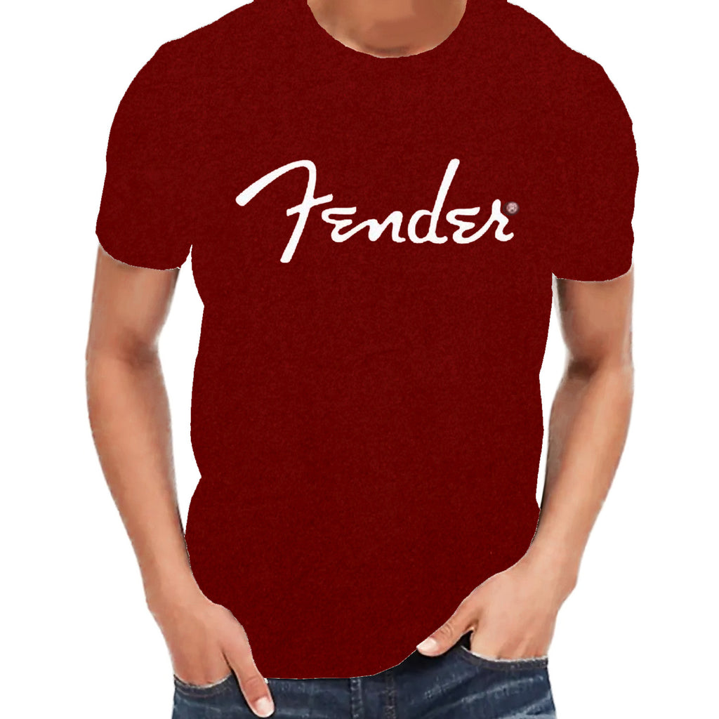 Fender  SPAGHETTI LOGO T-Shirt, OXBLOOD, MEDIUM  - 9100008406