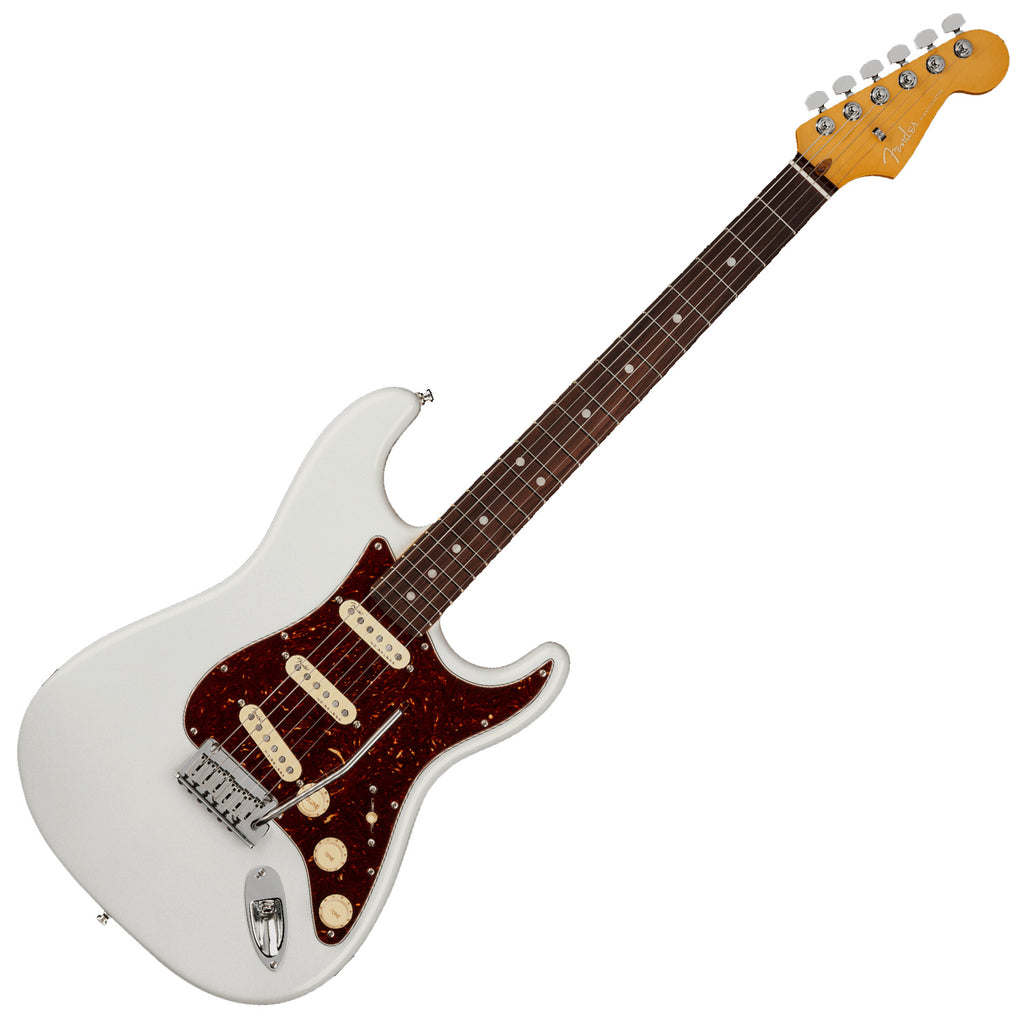 Fender American Ultra Stratocaster Electric Guitar Rosewood in Arctic Pearl w/Case - 0118010781