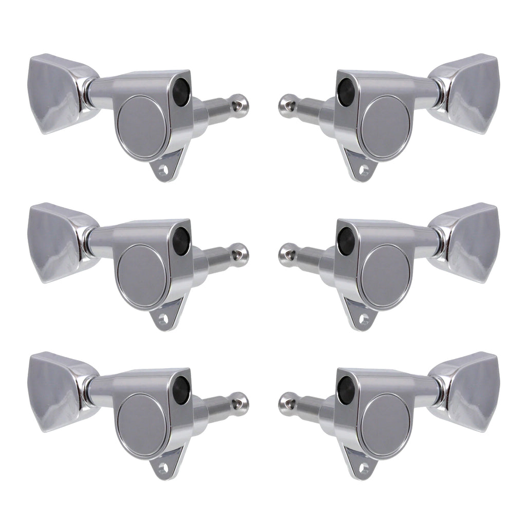 Allparts SEALED 3X3 TUNING Machine Heads WITH KEYSTONE BUTTONS in Chrome - TK0777010
