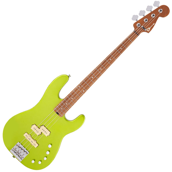Charvel Pro Mod Bass Guitar San Dimas Style PJ Bass Guitar Carmelized Maple Lime Green Metallic - 2965068518