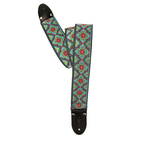 PRS 2 Inch Retro Deluxe Jacquard Guitar Strap in Teal/Gold - 108055031