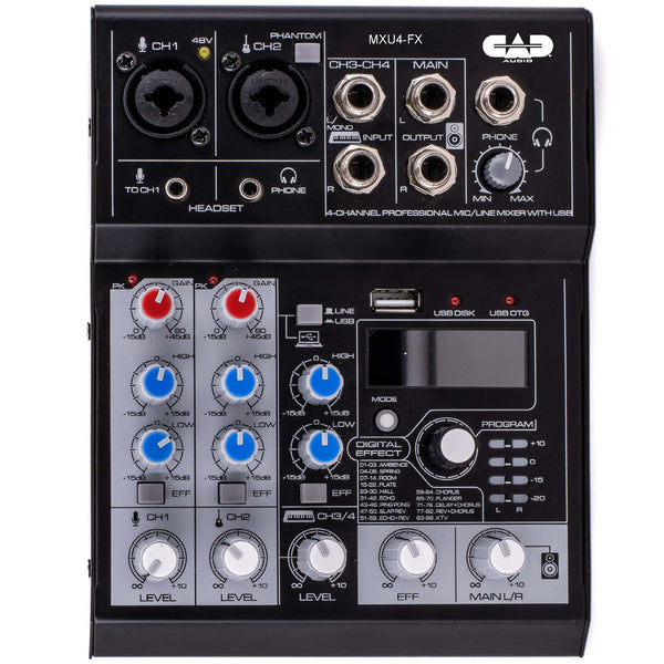 CAD Four Channel Non-powered Mixer w/ Effects & USB - MXU4FX