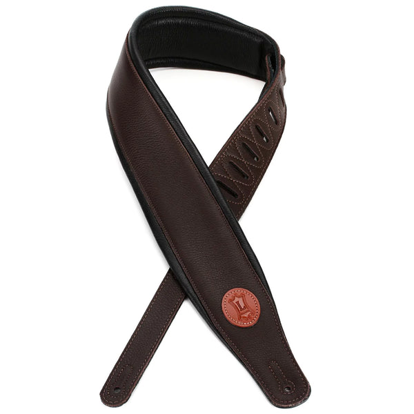 Levys Classic Padded Leather Guitar Strap in Dark Brown - MSS2DBR
