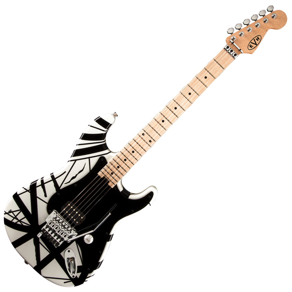 EVH Striped Series Electric Guitar in White and Black Stripes - 5107902576