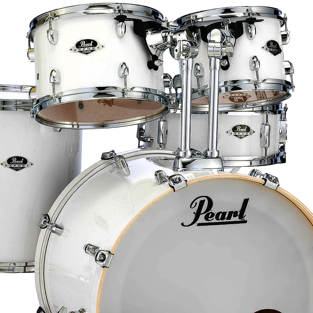 Pearl Export EXX 5 Piece Drumkit & Hardware in Pure White w/Zildjian Cymbal Pack & Throne