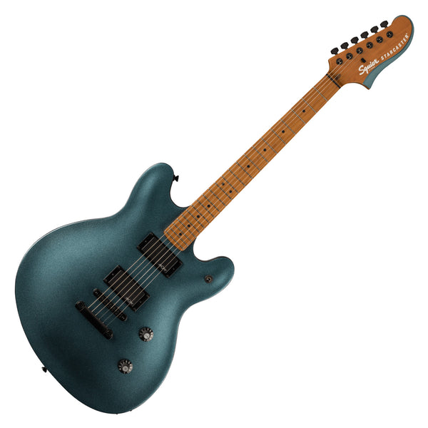 Squier Contemporary Active Starcaster Semi-Hollow Electric Guitar Roasted Maple in Gunmetal Metallic - 0370471568