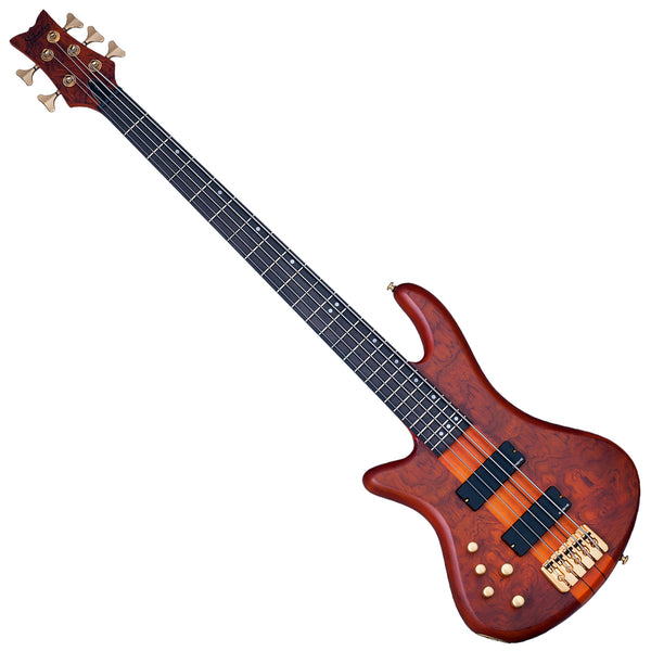 Schecter Left Handed Stiletto Studio-5 String Electric Bass in Honey Satin - 2780SHC