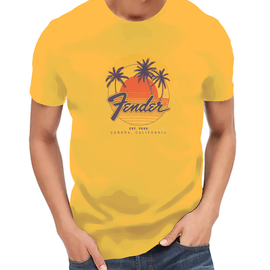 Fender Palm Sunshine Unisex T-Shirt Marigold Small - 9190119306