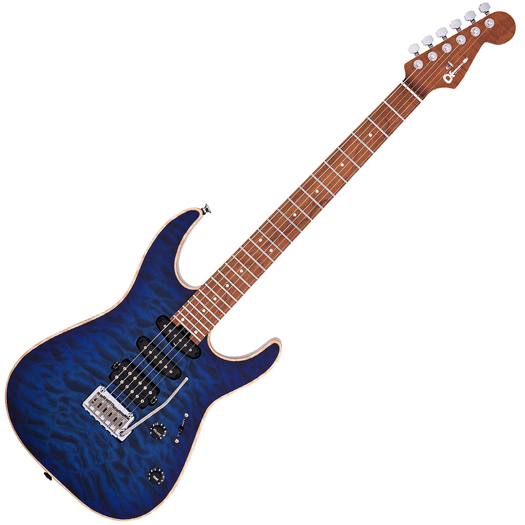 Charvel USA Select DK24 Electric Guitar 2 Point Tremolo HSS Caramelized Maple in Blue Burst - 2839413799