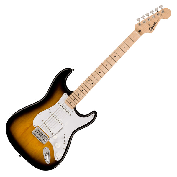 Squier Sonic Stratocaster Electric Guitar Maple Neck White Pickguard in 2 Tone Sunburst - 0373152503