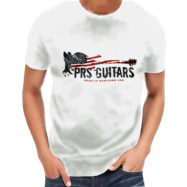 PRS Short Sleeve T-Shirt PRS Guitars Patriotic Print in White - Medium - 100106003005