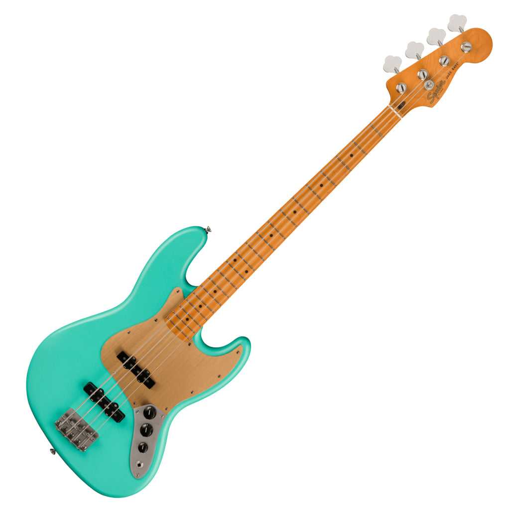 Squier 40th Ann Jazz Electric Bass Maple Anodized Gold Pickguard In Satin Seafoam Green - 0379540549