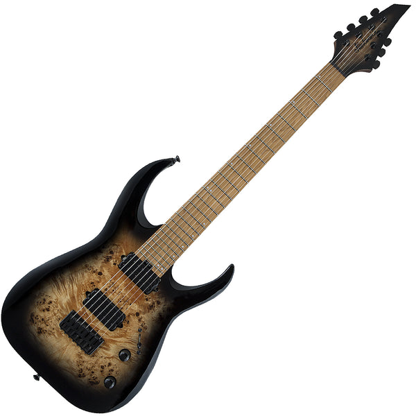 Jackson Pro Misha Mansoor Juggernaut HT7 7 String Electric Guitar in Black Burst Poplar Burl - 2914007557