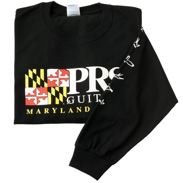 PRS T-Shirt Long-Slv Maryland Flag PRS Logo w/Bird Slv in Black - Large - 101762004001