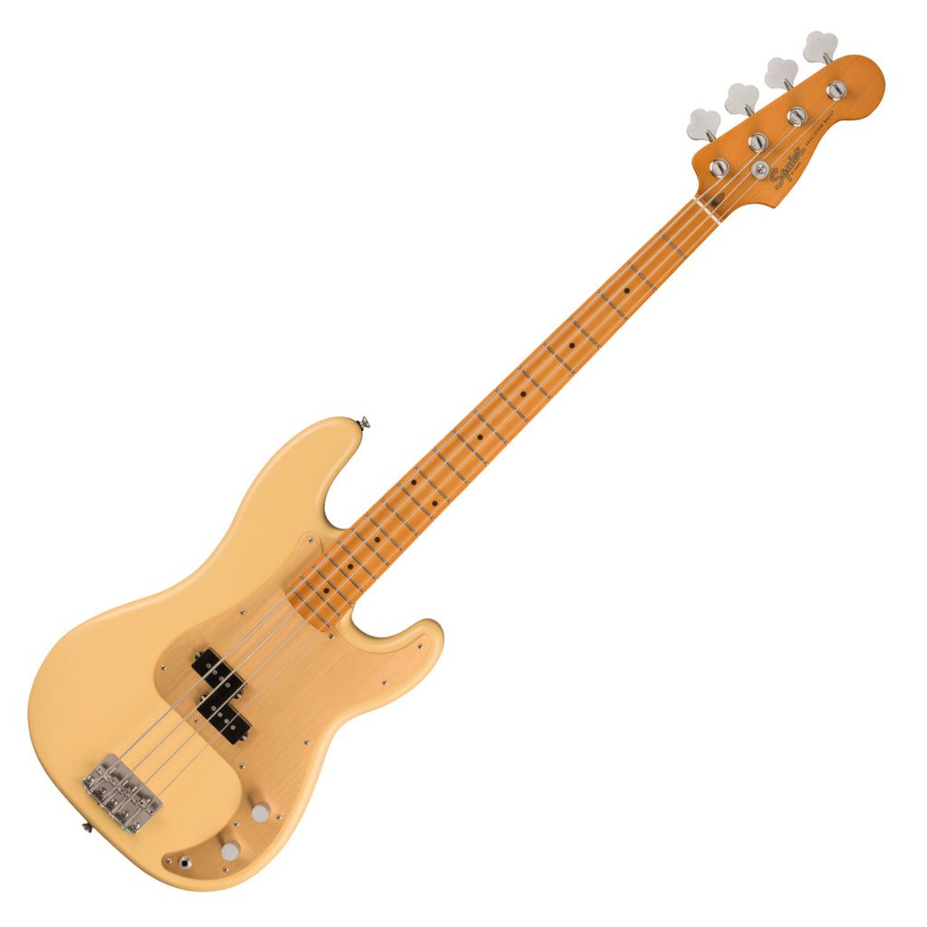 Squier 40th Ann P-Bass Electric Bass Maple Anodized Gold Pickguard In Satin Vintage Blonde - 0379530507