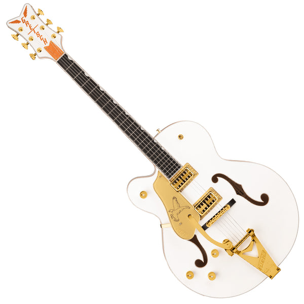 Gretsch G6136TG-LH Left Handed Players Edition Falcon Hollow Body Electric Guitar Bigsby Gold in White /Case - 2401525805