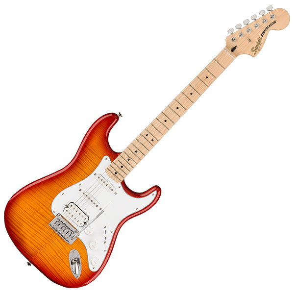 Squier Affinity Stratocaster Electric Guitar HSS Flame Maple Top Maple in Sienna Sunburst - 0378152547