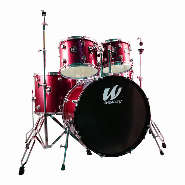 Westbury W575TRS 5 Piece Drum Kit in Ruby Sparkle w/Hardware Cymbals and Drum Stool