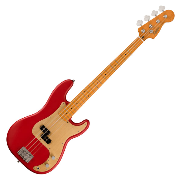 Squier 40th Ann P-Bass Electric Bass Maple Anodized Gold Pickguard In Satin Dakota Red - 0379530554