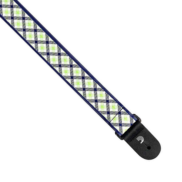 D'Addario 2 Inch Gingham Navy and Teal Guitar Strap - 50GCW03