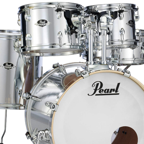 Pearl Export EXX 5 Piece Drumkit & Hardware in Mirror Chrome w/Zildjian Cymbal Pack/no Throne
