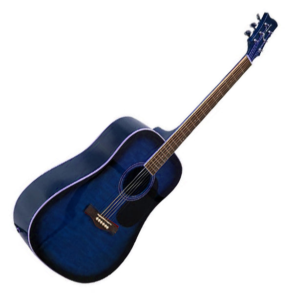 Jay Turser Dreadnought Acoustic Guitar in Blue Burst Quilt JTA524DBLSBQ