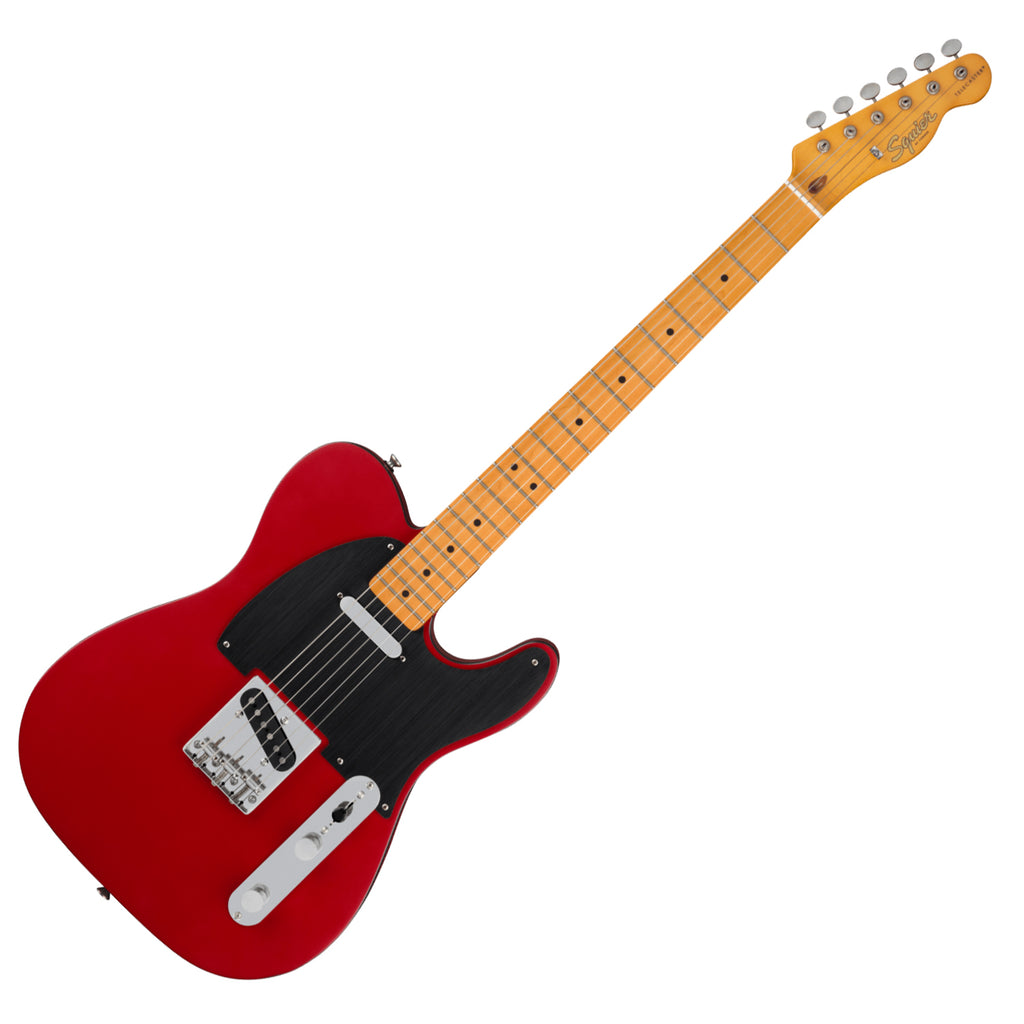 Squier 40th Ann Telecaster Electric Guitar Maple Anodized Black Pickguard in Satin Dakota Red - 0379501554