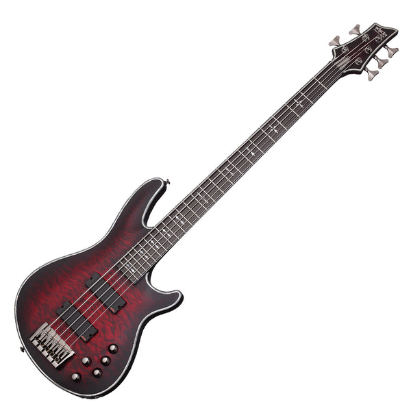 Schecter Hellraiser Extreme-5 String Electric Bass Crimson Red Burst Satin - 1919SHC