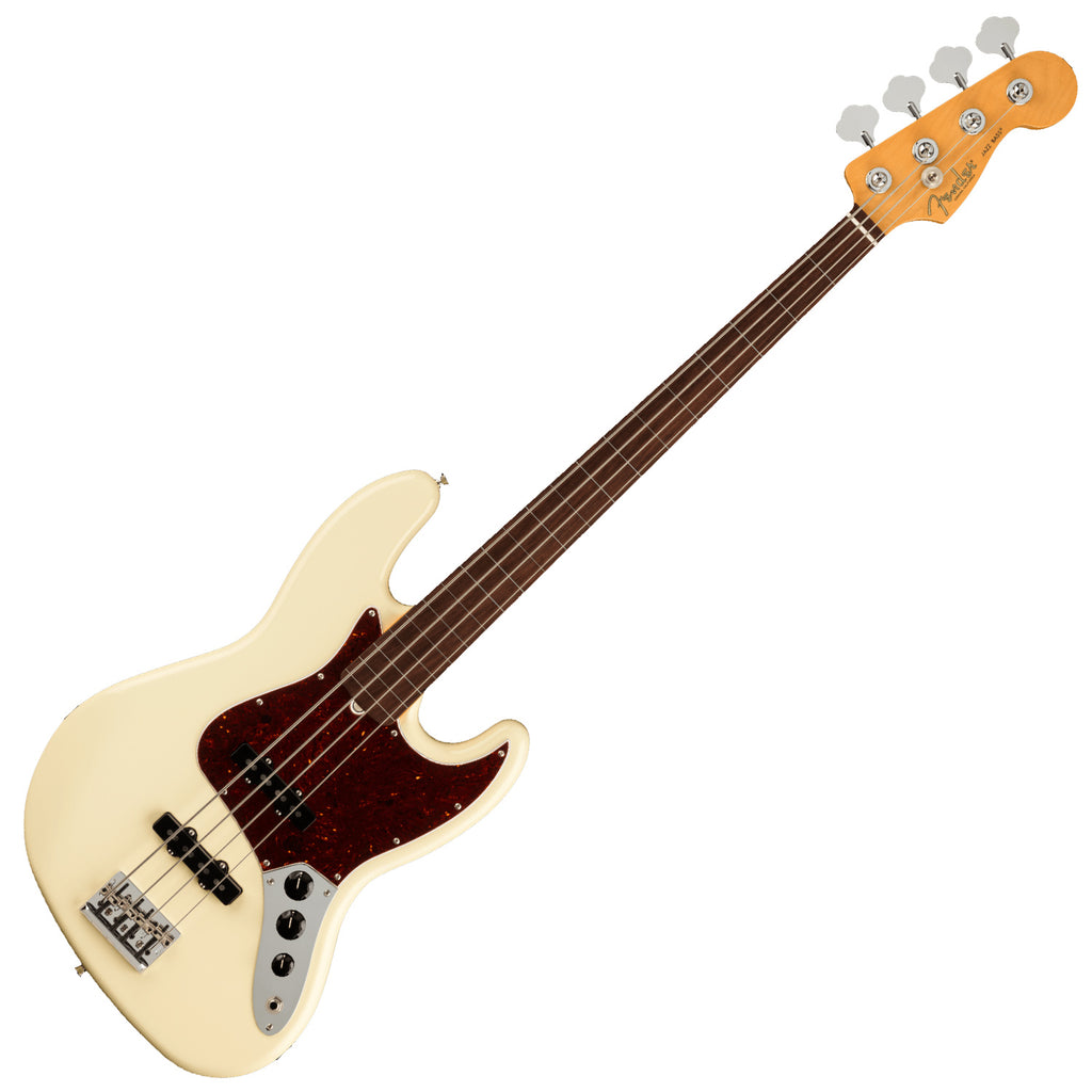 Fender American Professional II Fretless Jazz Electric Bass Rosewood Olympic White w/w/Case - 0194000705