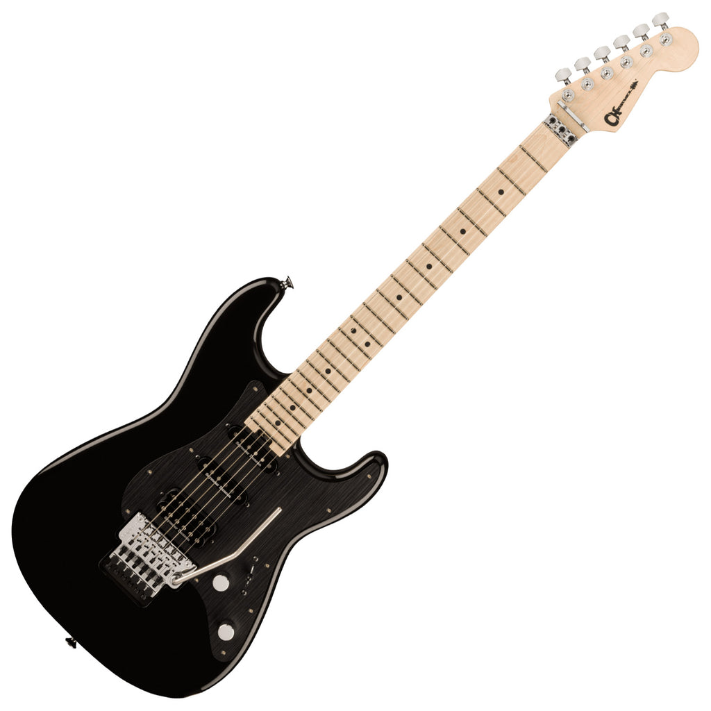 Charvel Pro Mod SC4 HSS Floyd Electric Guitar in Gloss Black w/Black Aluminum Pickguard 2966033503