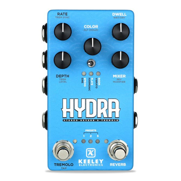 Keeley Hydra Stereo Reverb and Tremolo Effects Pedal - HYDRA