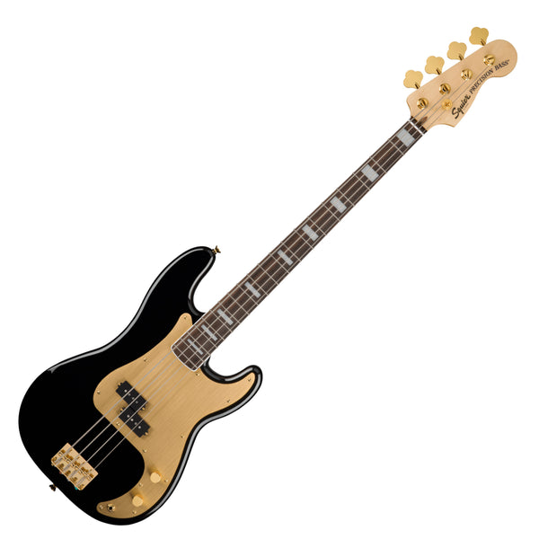 Squier 40th Ann P-Bass Electric Bass Laurel Gold Hardware Gold Pickguard In Black - 0379430506