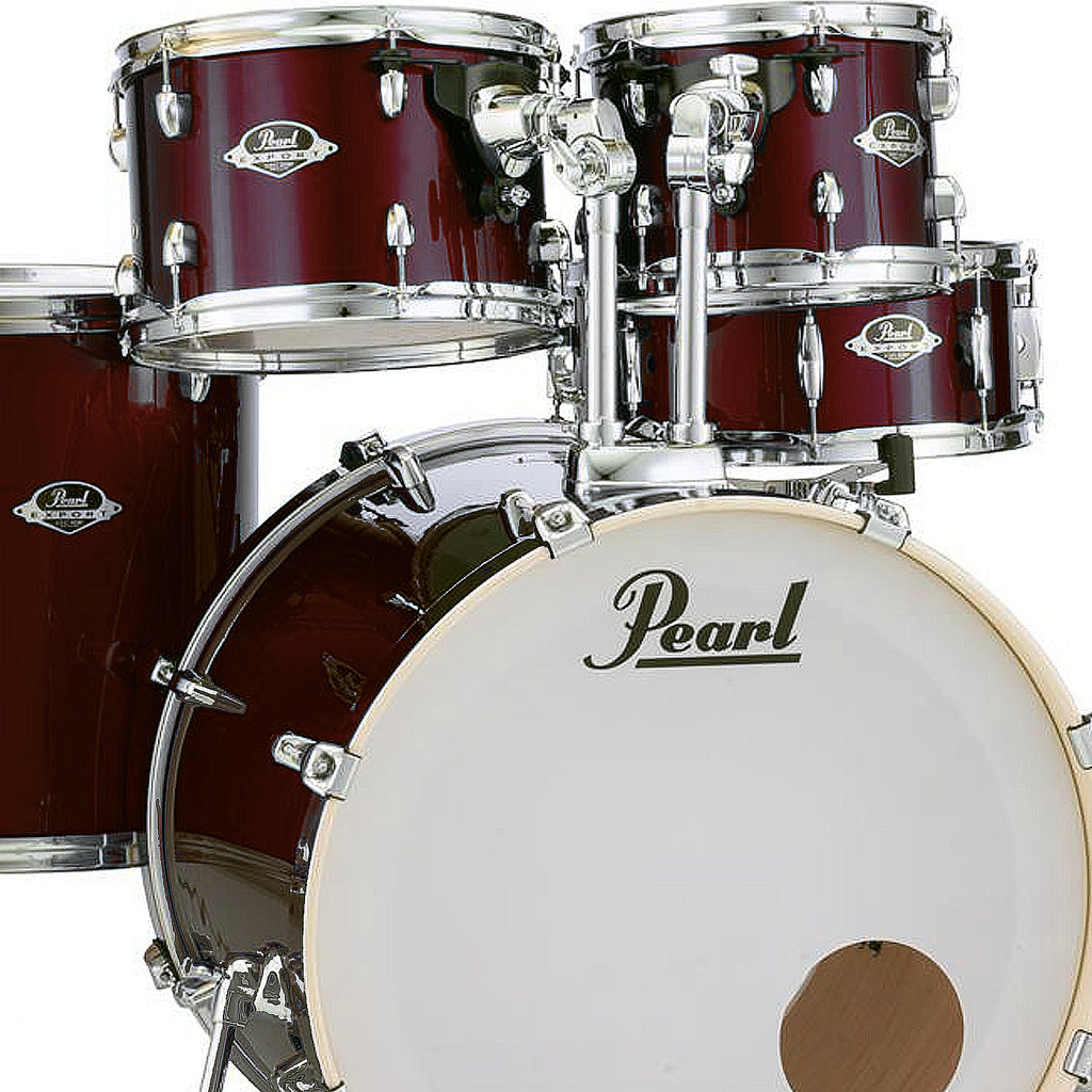 Pearl Export EXX 5 Piece Drumkit & Hardware in Burgundy w/Zildjian Cymbal Pack & Throne