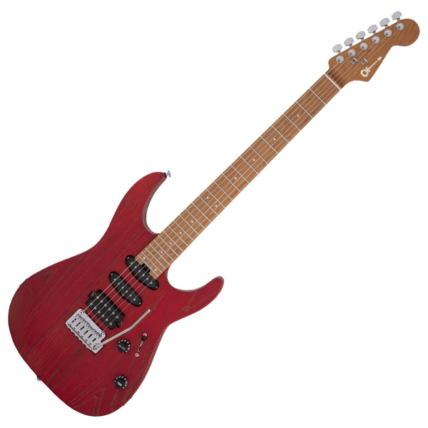 Charvel Pro Mod DK24 Electric Guitar HSS 2 Point Tremolo Caramelized Maple in Red Ash - 2969413539