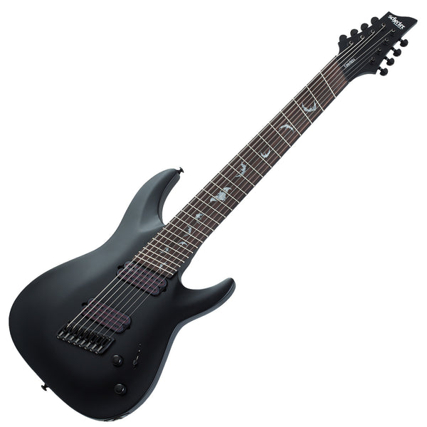 Schecter Damien-8 8 String Multiscale Electric Guitar in Satin Black - 2477SHC