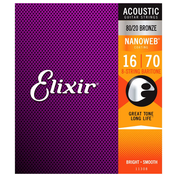 Elixir Nanoweb Baritone Acoustic Strings 16-70 80/20 Bronze - 11308