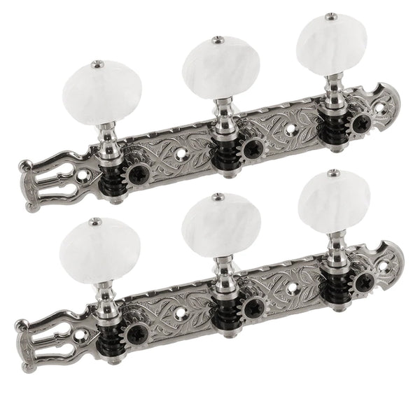 Allparts GOTOH DELUXE CLASSICAL TUNER SET WITH PEARLOID BUTTONS in NICKEL  - TK7949001