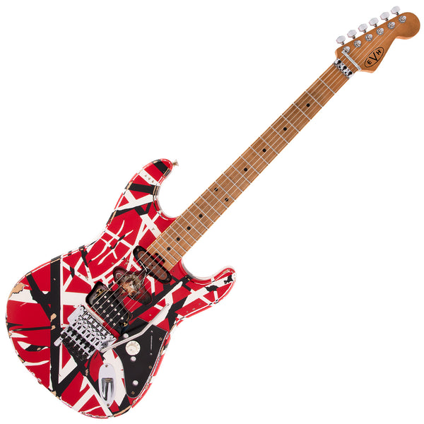 EVH Striped Series Frankie Electric Guitar in Red Black & White Relic - 5107900503