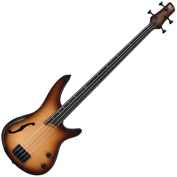 Ibanez SR Workshop Hollow Fretless Aerium 5 String Electric Bass in Natural Browned Burst Flat - SRH500FNNF