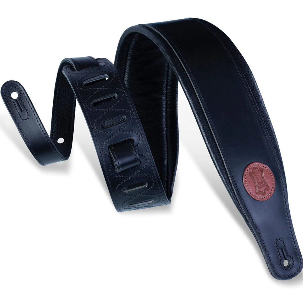 Levys 3" Signature Series Padded Leather Guitar Strap Black - MSS1BLK