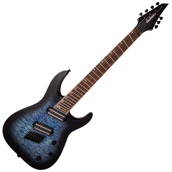 Jackson SLATx7 7 String Qm Multi Scale Electric Guitar in Trans Blue Burst - 2919914586