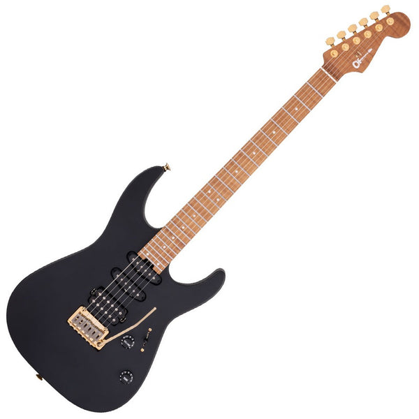 Charvel USA Select DK24 Electric Guitar 2 Point Tremolo HSS Caramelized Maple in Satin Black w/Gold Hardware- 2839413768