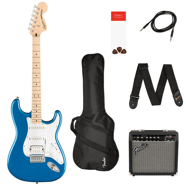Squier Affinity Strat Electric Guitar Pack HSS Maple Lake Placid Blue w/Frontman 15G Amp + Acc - 0372820002