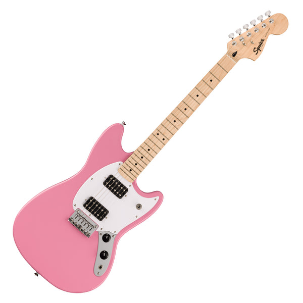 Squier Sonic Mustang Electric Guitar HH Maple Neck White Pickguard in Flash Pink - 0373702555
