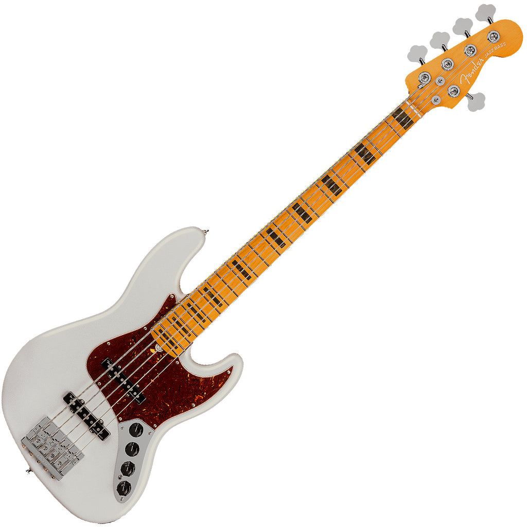 Fender American Ultra Jazz Bass V Electric Bass Maple in Arctic Pearl w/Case - 0199032781